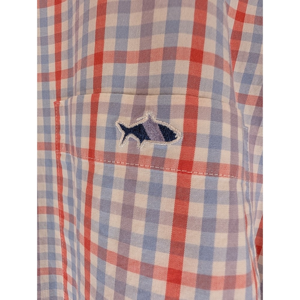 Fish Hippie Solace Collection Mens XL Plaid Button Down Shirt Blue Red Stretch
